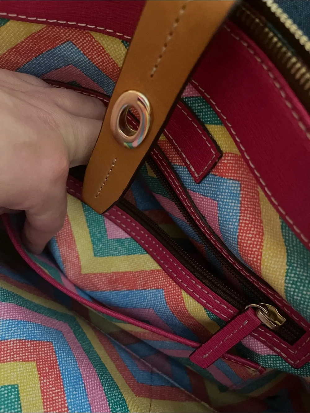 Dooney & Bourke Burgundy and Tan Leather Satchel